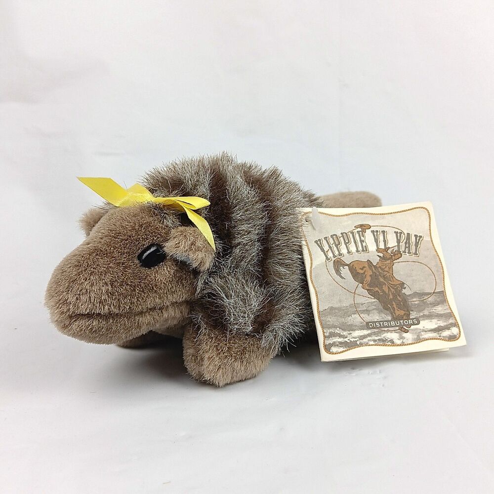 Yippie Yi Yay Texas 9 Banded Armadillo Plush Stuffed Animal Toy Gray Yellow Bow